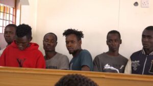 The seven suspects held for gang raping a woman in Bomet: Photo: Kenya Digital News.